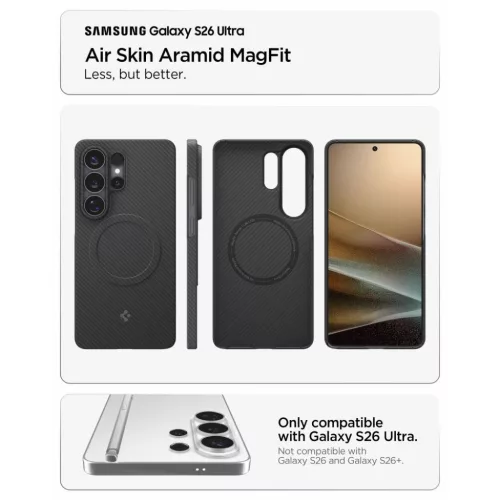 Samsung Galaxy S26 Ultra Spigen AirSkin Aramid Mag MagSafe fekete tok-8800337241501 9 kép