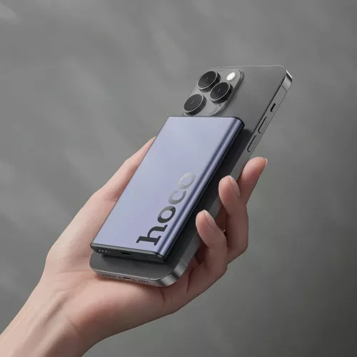 Hoco Q32 MagSafe-kompatibilis 5000 mAh QC PD 20W powerbank, fém szür-6942007634076 6 kép