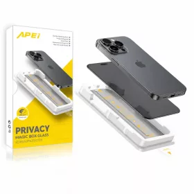   iPhone 15 Pro betekintés gátló üvegfólia Prémium Apei MagicBox Armor Privacy