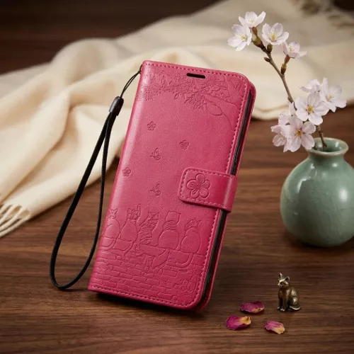 Xiaomi Redmi Note 15 Pro+ Plus 5G MEZZO könyvtok macskás piros tok-5903396457814 7 kép