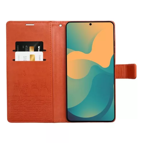 Samsung Galaxy A37 MEZZO könyvtok macskás barna tok-5903396457869 2 kép