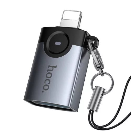 Hoco UA46 Victory Lightning–USB-A OTG adapter szürke-6942007675628 3 kép
