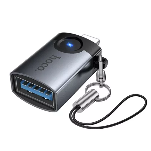 Hoco UA46 Victory Lightning–USB-A OTG adapter szürke-6942007675628 5 kép