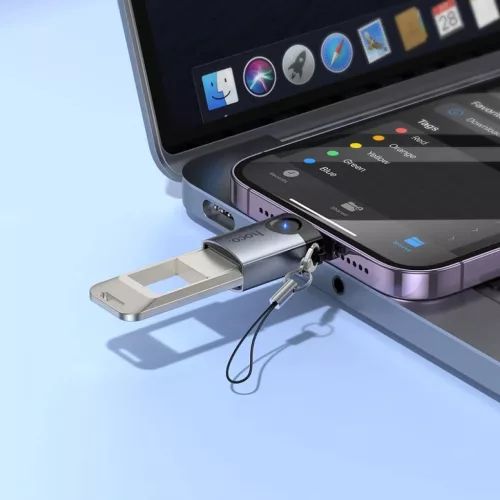 Hoco UA46 Victory Lightning–USB-A OTG adapter szürke-6942007675628 8 kép