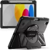iPad 11th Gen (A16) / 10th Gen 10.9 ütésálló Dexnor tok, 360° forgatható kézpánttal és kitámasztóval, fekete