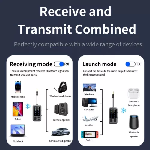 M3 Bluetooth AUX transmitter repülőhöz, autóhoz és vezeték nélk- 2 kép