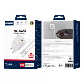 JELLICO fali töltő WJ-C60 PD 20W 1xUSB-C + 1xUSB QC3.0 + USB-C - Lig-6974929209971 1 kép