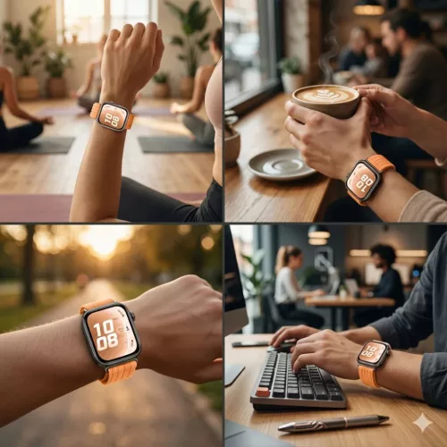 Huawei Watch Fit 3 / 4 / 4 Pro / 5 / 5 Pro Tech-Protect Nylon narancss-5906302323654 8 kép