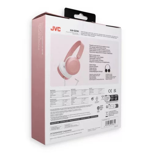 JVC HA-S31MPE vezetékes fejhallgató rózsaszín-4975769458651 5 kép