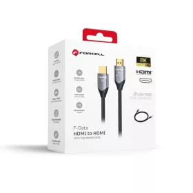   Forcell Cafule HDMI 2.1 kábel 8K 60Hz / 4K 120Hz – Ultra High Speed, HDR, eARC, VRR, 48Gbps, 2 m fekete
