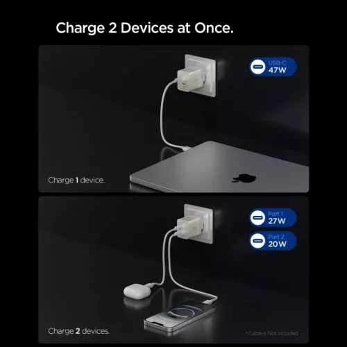 Spigen Essential EE472EU-GAN 2 portos GaN hálózati USB-C töltőadap-8800283315837 3 kép