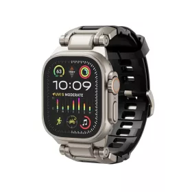   Dexnor Apple Watch Ultra 1/2/3/4 49 mm szíj strapabíró fém csatlakozóval és rozsdamentes acél kivitelben fekete