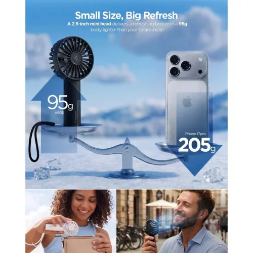 Spigen A905 Mini hordozható kézi ventilátor fekete-8800283315868 3 kép