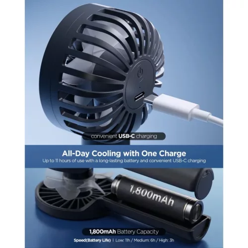 Spigen A905 Mini hordozható kézi ventilátor fekete-8800283315868 5 kép