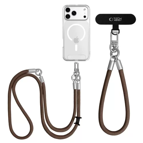 Tech-Protect C10S Rope Crossbody és csuklópánt dióbarna / titán-5906302324378 5 kép