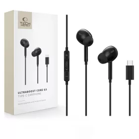   Tech-Protect Ultraboost Core G3 fekete USB-C vezetékes fülhallgató