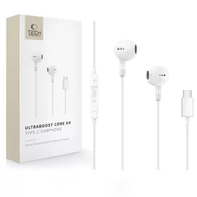   Tech-Protect Ultraboost Core G4 USB-C vezetékes fülhallgató, fehér
