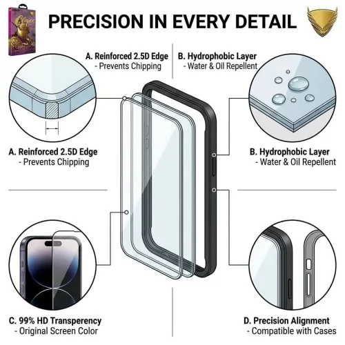 iPhone 17 Pro HD edzett üveg kijelzővédő 9H keménységgel, felhel- 3 kép