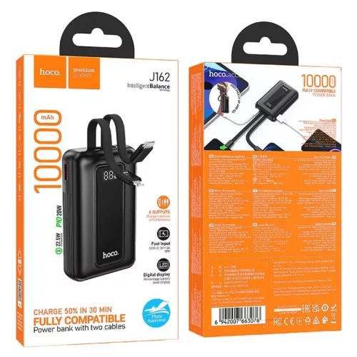 Hoco J162 Full Power 10000 mAh külső akkumulátor beépített USB-C -6942007663076 9 kép