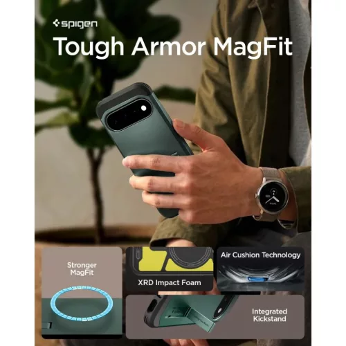 Google Pixel 11 Mélyzöld Spigen Tough Armor Mag MagSafe tok-8800337249835 9 kép