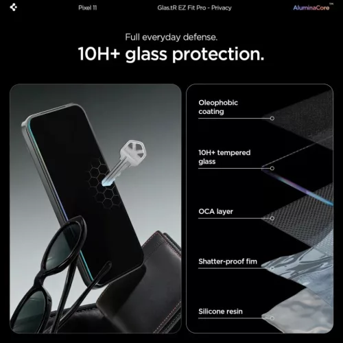 Google Pixel 10 / 11 Spigen Glas.tR EZ Fit Pro AC adatvédelmi edzett -8800337246797 8 kép