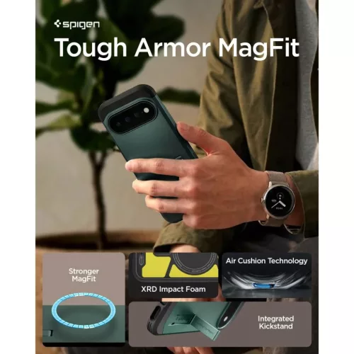 Google Pixel 11 Pro mélyzöld Spigen Tough Armor Mag MagSafe tok-8800337249880 9 kép
