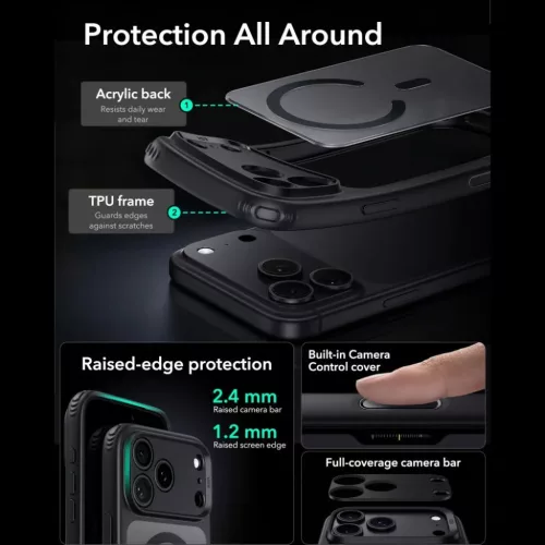  Apple iPhone 17 Pro Max / 18 Pro Max matt fekete ESR Classic Hybrid M-4894240303375 4 kép