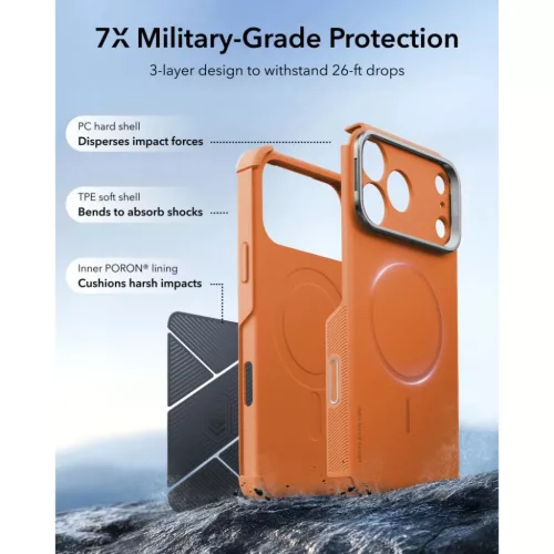  Apple iPhone 17 Pro / 18 Pro narancssárga ESR Cyber Tough Kickstand -4894240307915 3 kép