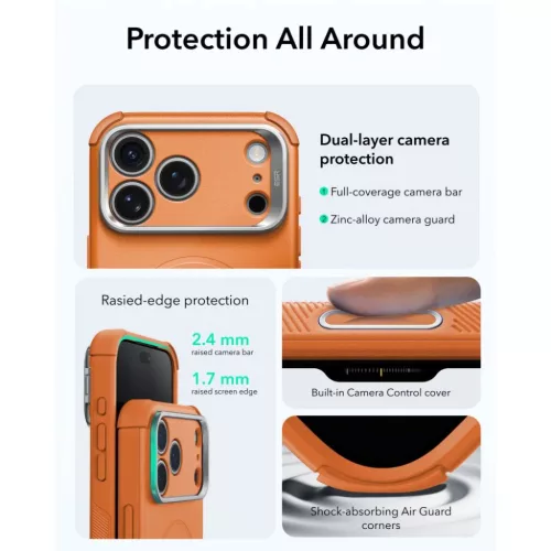  Apple iPhone 17 Pro / 18 Pro narancssárga ESR Cyber Tough Kickstand -4894240307915 5 kép