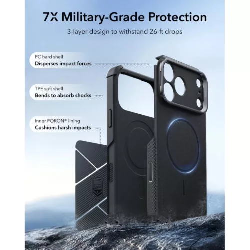  Apple iPhone 17 Pro Max / 18 Pro Max fekete ESR Cyber Tough Kickstand-4894240304006 3 kép