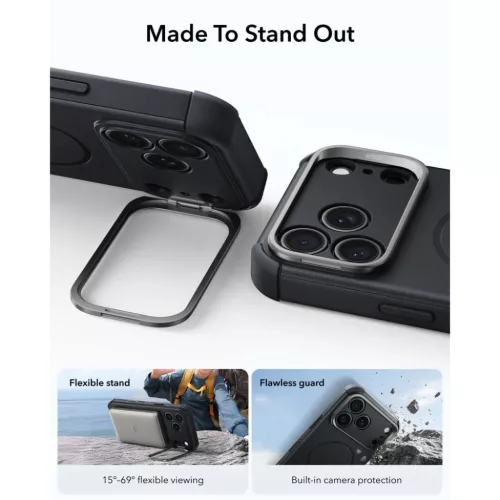  Apple iPhone 17 Pro Max / 18 Pro Max fekete ESR Cyber Tough Kickstand-4894240304006 4 kép
