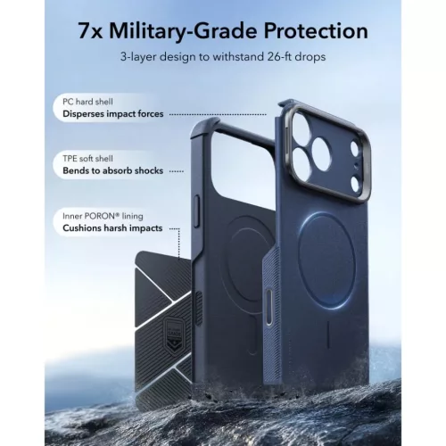  Apple iPhone 17 Pro Max / 18 Pro Max kék ESR Cyber Tough Kickstand M-4894240304105 3 kép