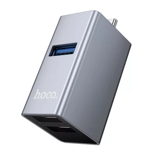 Hoco HB54A 3 az 1-ben USB-C adapter, szürke-6942007680806 2 kép