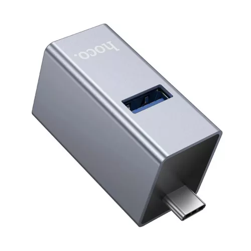 Hoco HB54A 3 az 1-ben USB-C adapter, szürke-6942007680806 3 kép