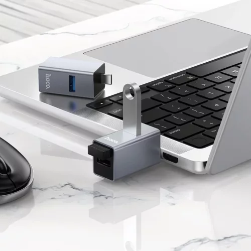Hoco HB54A 3 az 1-ben USB-C adapter, szürke-6942007680806 7 kép