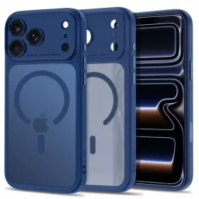   iPhone 17 Pro / 18 Pro matt mélykék Tech-Protect MagPeak MagSafe CC tok