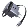 Hálózati töltő UGREEN X615, 65W, 3A, 1 x USB-A - 1 x USB-C, USB-C kábellel, Szürke