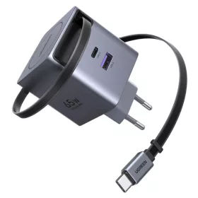   Hálózati töltő UGREEN X615, 65W, 3A, 1 x USB-A - 1 x USB-C, USB-C kábellel, Szürke