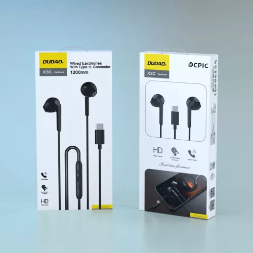 Dudao X3C In-Ear Vezetékes USB-C Fülhallgató 1.2m - Fekete-6976625335350 5 kép