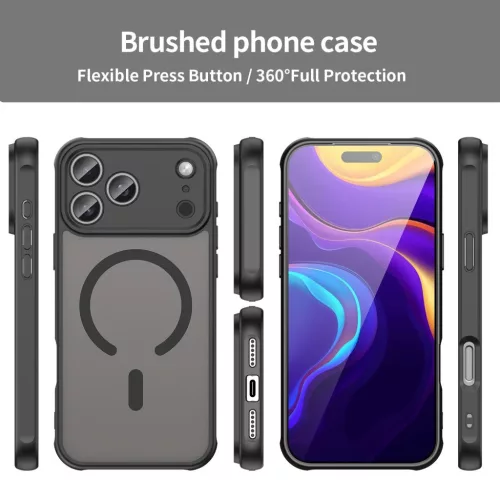 iPhone 17 Pro Max Fan Dun Series fekete tok MagSafe hibrid (TPU + PC) - 7 kép
