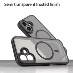iPhone 17 Dun Series fekete tok MagSafe hibrid (TPU + PC) Alphajack- 1 kép
