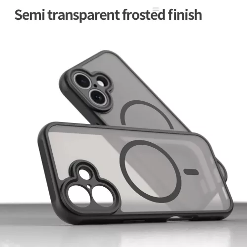iPhone 17 Dun Series fekete tok MagSafe hibrid (TPU + PC) Alphajack- 1 kép