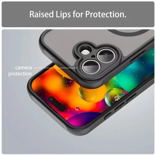 iPhone 17 Dun Series fekete tok MagSafe hibrid (TPU + PC) Alphajack- 2 kép