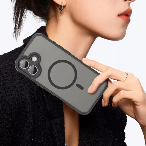 iPhone 17 Dun Series fekete tok MagSafe hibrid (TPU + PC) Alphajack- 4 kép