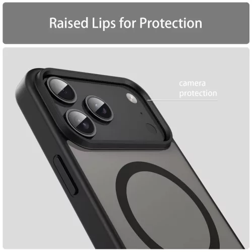 iPhone 17 Pro Max Fanying Series áttetsző fekete MagSafe hibrid (TPU- 6 kép