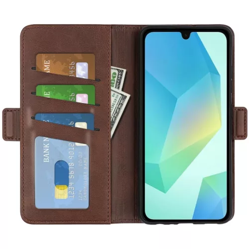 Samsung Galaxy A07 barna, kétoldali mágneses záras fliptok Alphajac- 5 kép