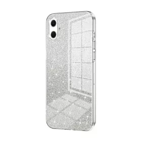  Samsung Galaxy A07 ezüst-fekete színátmentes csillámos tok Alphajack