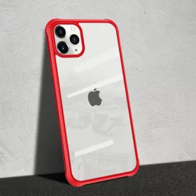 Szilikon áttetsző tok iPhone 11 Pro piros ütésálló kerettel- 1 kép