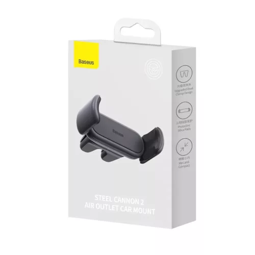 Baseus Steel Cannon 2 autós telefontartó szellőzőrácsra fekete (S-6932172612207 7 kép