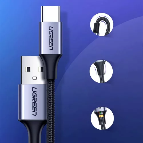 Ugreen US288 USB-A - USB-C QC 3.0 3A 2m kábel, szürke-6957303804405 9 kép